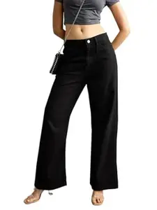 KOTTY Women’s High Waist Wide Leg Flared Jeans with Trendy Fit and Clean Look | Comfortable & Stylish Denim for Women