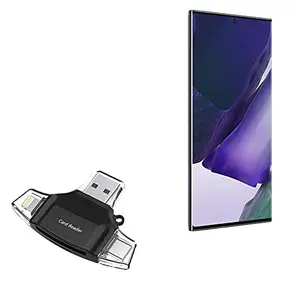 BoxWave Smart Gadget Compatible with Samsung Galaxy Note 20 Ultra - AllReader SD Card Reader, microSD Card Reader SD Compact USB - Jet Black