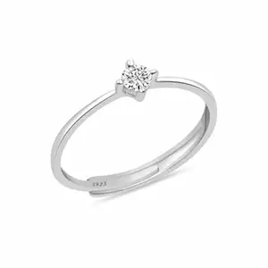 Zarkan 925 Sterling Pure Silver Fruit Heart AD Ring, Adjustable | American Diamond Cut | Gifts For Women & Girls |With Certificate of Authenticity | Certified