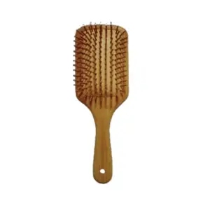 Bamboo Hair Brush for women & men hair growth | Frizz Control & Dandruff Control & Shine | Anti Hair fall, Comb With Wooden Teeth | (Dual Tooth) | (Pack of 1)
