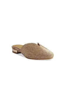 ERIDANI Women's Faux Leather Slip-On Roop Fashion Sandal | Gold, 8 UK