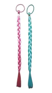 Manrav Colored Braids Hair Extensions for Kids,Girls Braided Ponytail Extension,Rubber Bands Hair Extensions,Rainbow Braided (set to 2)