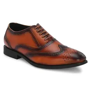 G WALK Synthetic Men's Formal Shoes | Perfect for Formal Wear, Business Casual, and Parties | Tan | Size-10