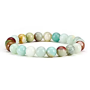 RRJEWELZ - Small, Medium, Large Sizes - Amazonite - multi color Gemstone Beaded Bracelets For Women, Men, and Teens - 8mm Round Beads