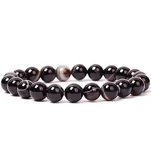 Natural Black Banded Agate Stone Bracelet Round Shape Bracelet Bead Stone Bracelet