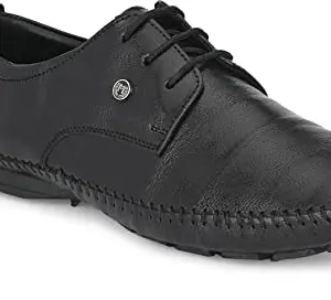 MONDAIN Leather Driving Shoes for Men Driving Shoes for Men (Black)(MDDS-403-BLK-10)