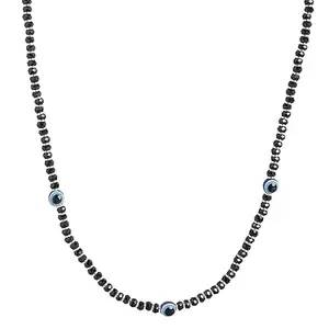 ZAVYA 925 Sterling Silver Evil Eye Rhodium Plated Black Beaded Necklace | Gift for Women and Girls | With Certificate of Authenticity and 925 Hallmark