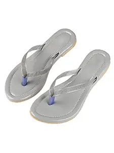 WalkTrendy Womens Synthetic Grey Open Toe Flats - 7 Uk (Wtwf51_Grey_40)