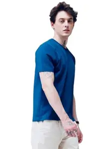 Brand Star | Classic Crew Neck T-Shirt, Cotton, Short Sleeve (in, Alpha, S, Standard, Blue)