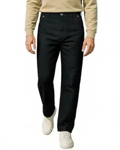 Bewakoof Men's Solid Straight Fit Cotton Jeans