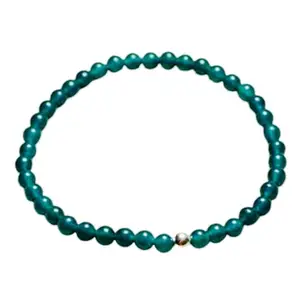 RRJEWELZ Natural Green Jade Round Shape Smooth Cut 4mm Beads 7.5 inch Stretchable Bracelet for Healing, Meditation, Prosperity, Good Luck | STBR_03835