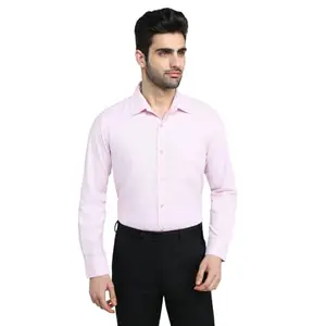 Raymond Men Contemporary Fit Structure Pattern Pure Cotton Semicutaway Collar Full Sleeve Formal Shirt Red