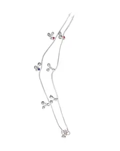 Women Pure 925 Sterling Silver Anklet | Silver Anklet with Heart & Circle Charm | Silver Finish | Anklet For Women Gift for Women & Girls (Design_5)