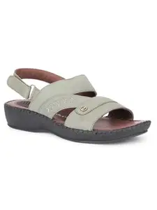Liberty Healers J332-09 Casual Buckle Sandal For Women - PU Sole | Nubuck Leather Upper | Leather Insole | Comfortable & Moder Design | Durable & Breathable | Outdoor & Fashion (Green-38 EU)