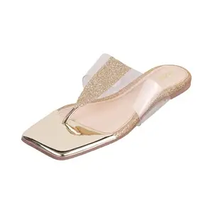 Mochi Women Gold Flat Fashion Chappal UK/3 EU/36 (32-584)