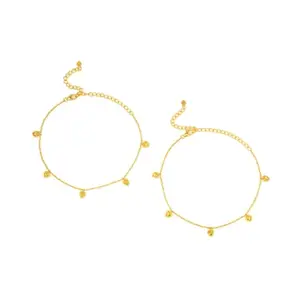 Shaya by Caratlane You and Your Untimely Yawns Heart Anklets in Gold Plated 925 Silver for women