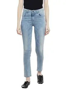Miss Chase Women's Skinny High Rise Cropped Fringed Hemline Detailing Stretchable Denim Jeans