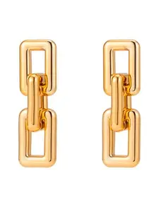 OOMPH Jewellery Gold Tone Chunky Square Link Chain Fashion Drop Earrings for Women & Girls Stylish Latest (ESSK151_Z1)- For Women & Girls Stylish Latest