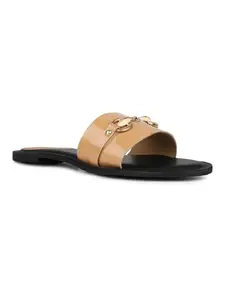 Inc.5 Womens Beige Casual Solid Open Toe Flats