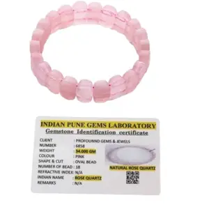 Profounnd Gems Latest Style Natural Rose-Quartz Pink Handmade Beaded Elastic Bracelet, Crystal Gem Stone for Girls & Women | Best for Gifting