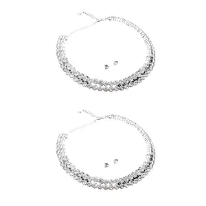 Fashion Addictions Choker Necklace & Earrings Set for Women & Girls | Elegant Jewelry | Stylish Wedding, Engagement, Reception & Festive Accessory Set with Shiny Stone Detailing Pack 0f 2