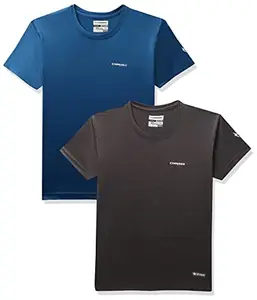 Charged Energy-004 Interlock Knit Hexagon Emboss Round Neck Sports T-Shirt Teal Size Xs And Charged Play-005 Interlock Knit Geomatric Emboss Round Neck Sports T-Shirt Dark-Grey Size Xs