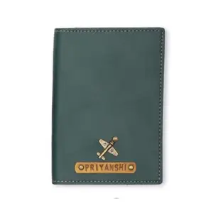 WALLETKART Personalized Leather Name Men/Women Passport Cover | Customized Gift for Men/Women (Green)
