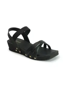 ICONICS Women's Fashionable Backstrap Sandals Colour-Black, Size-UK 5