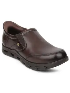 Liberty Healers ASF-2 Semi-Formal Non Lacing Shoes for Men with EVA Sole | Comfortable and Lightweight | Cushioned Footbed | Suitable for Office Wedding (Brown 44 EU)