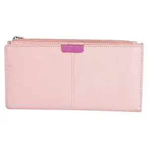 Leatherman Fashion LMN Genuine Leather Pink Women's Wallet Ladies Wallet(11 Card Slots)