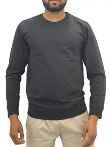 KRIEV Store Men's Cotton Full Sleeve Round Neck Regular Fit T-Shirt | Plain T-Shirt | Men's & Boys T-Shirt | Soft and Breathable | Size : M, Black