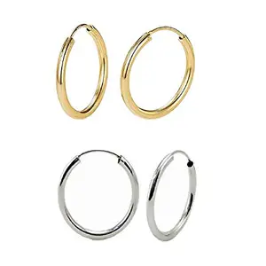 A-One Collection Nose Pin or Earring Silver and Golden Plated Nose Ring (Bali) Women and Girls, 2 Pairs