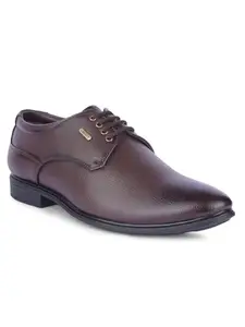 Liberty Men Formal Derby Shoes with PU Upper|PVC Sole Lacing Shoes for Men|Formal Shoes for Men | Lacing Formal Shoes | Derby Formal Shoes for Men (8 UK - Brown)