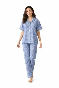 ESSVANE Women's Printed Summer Night Suit with Pocket - Free Size XS to L