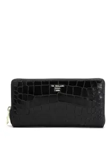Da Milano Zip Leather Wallet for Women - Black