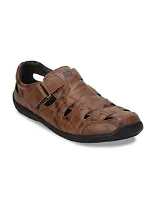 ID Tan Velcro Huarache Sandals for Men