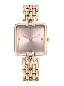 Fastrack Vyb Minimalist with Quartz Analog Pink Dial Rose Gold Strap Watch for Girls - FV60122WM01W