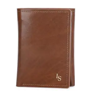 LOUIS STITCH Mens Spanish Leather Tri Fold Wallet with RFID Blocking | 3 Fold Wallet Purse with 5 Card Slots, 1 Cash Compartment and ID Window | Tan (LSWL-04-TFCLTN)