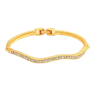 Estele 24kt Gold Plated Dark Fluorish Open-able Bracelet for Women with Garnet Crystals, Regular (102016 BR)