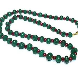 Beautiful Emerald And ruby Quartz 7-11mm Beads Emerald Pumpkin carved Beads 1 Strand Necklace 23 Inches Long For Girls & Women