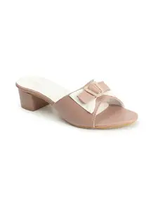 ICONICS Women's Fashionable Slip On Sandals Colour-Peach, Size-UK 6