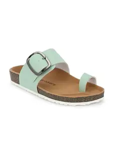 BRISKERS Light Green Open Toe Flat For Women (5415)