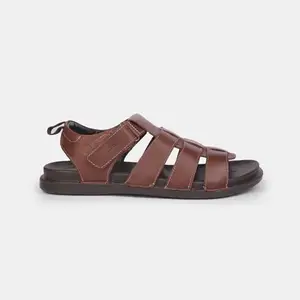 Bata Mens 8644NEW LEVIOSA FISHERMA Brown casual sandal|stylish cutout straps and a convenient velcro closure for a secure fit|Perfect for Formal Wear, Occasions, Lightweight Size- 9