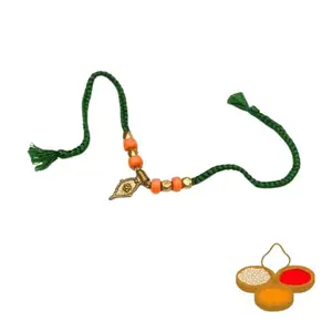 OCHER Handcrafted Brass Rakhi with Bastar Tribal Design & Handwoven Thread