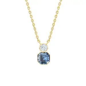 MINUTIAE Stylish Round Shape Pendant With Austrian Crystal Neckalce For Women And Girls With Extendable Chain (Gold)