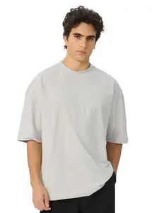 The Souled Store Official Narruto Shippuden: Leaf Men and Boys Short Sleeve Round Neck Green Colorblock Cotton Oversize T-Shirt