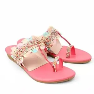 Flats Heel For Womens Enthic Footwear Pink Size 9