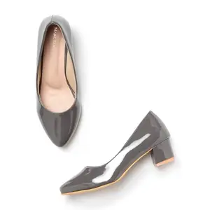 Marc Loire Women’s Block Heel Pump Shoes for Office, Party and Formal Occasions (Dark Grey, 3)