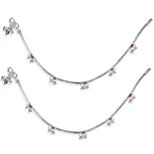 TARAASH 925 Sterling Silver Ghungroo Anklets For Women