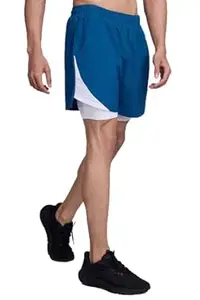 FUAARK 2 in 1 Compression Shorts for Men for Gym, Sports, Running & Cycling Activities with Pocket